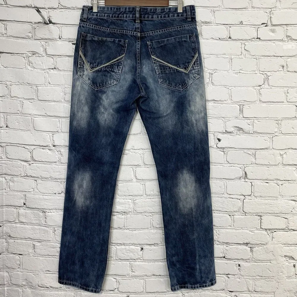 CJ Black Mens Premium Slim Jeans Size 32X32 Blue‎ Straight Leg Fade Grunge